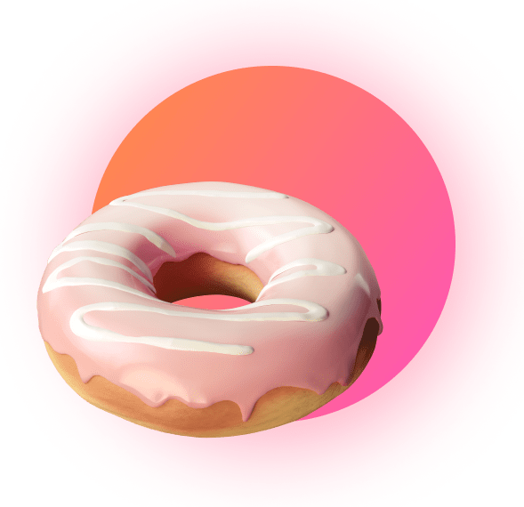 big pink donut with a circle in back